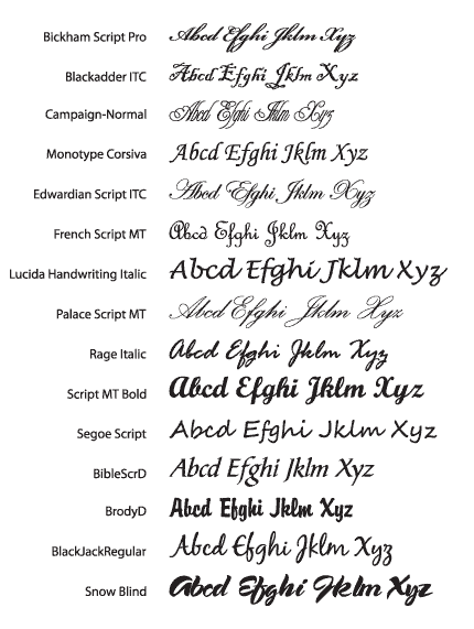 Script Font List